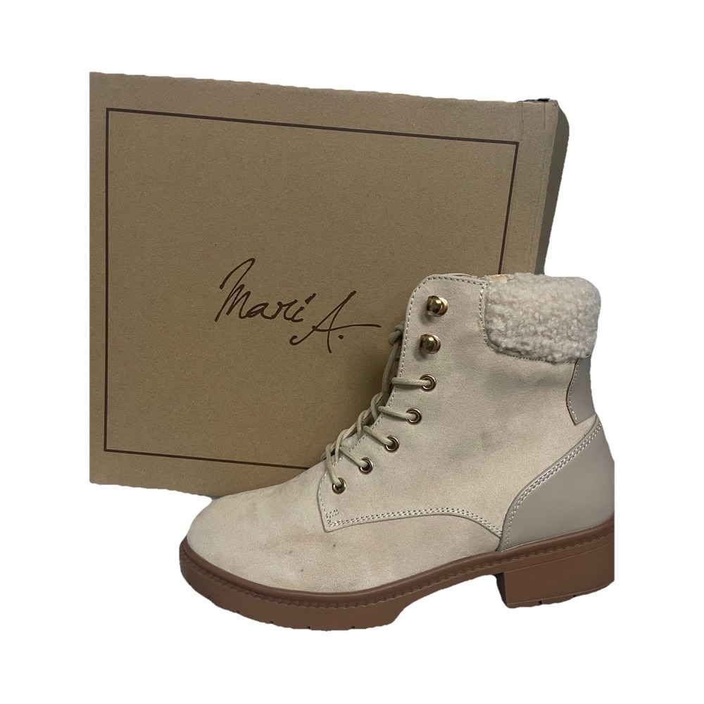Mari A Kiley Taupe Ankle Boots Chunky Heel Women Size Large 10 New In Box